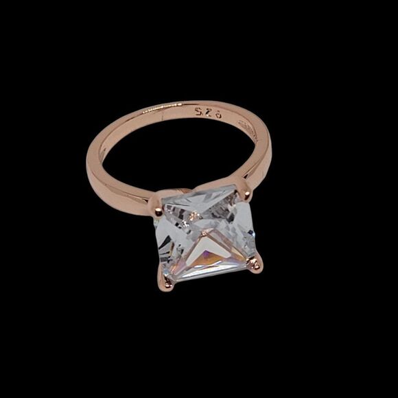 Square cut White sapphire in 925 w Rose gold plating - Picture 2 of 6